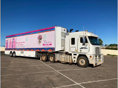 Mobile trailer parked in carpark