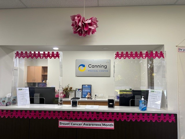 Breast Cancer Awareness display at Canning Medical Centre Fremantle