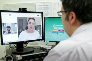 Patient and clinician on video call